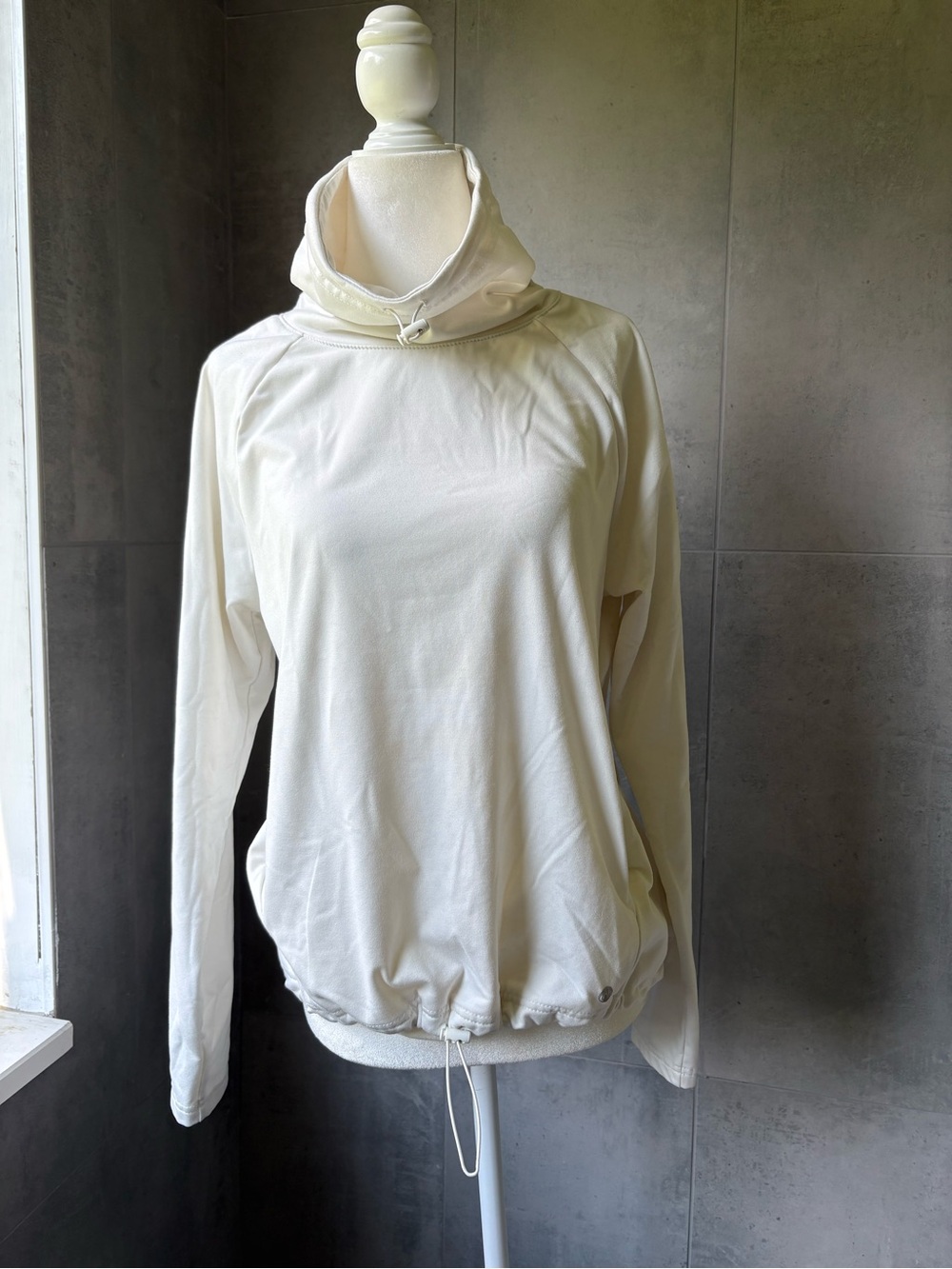 Apana White Drawstring Funnel Neck Sweater